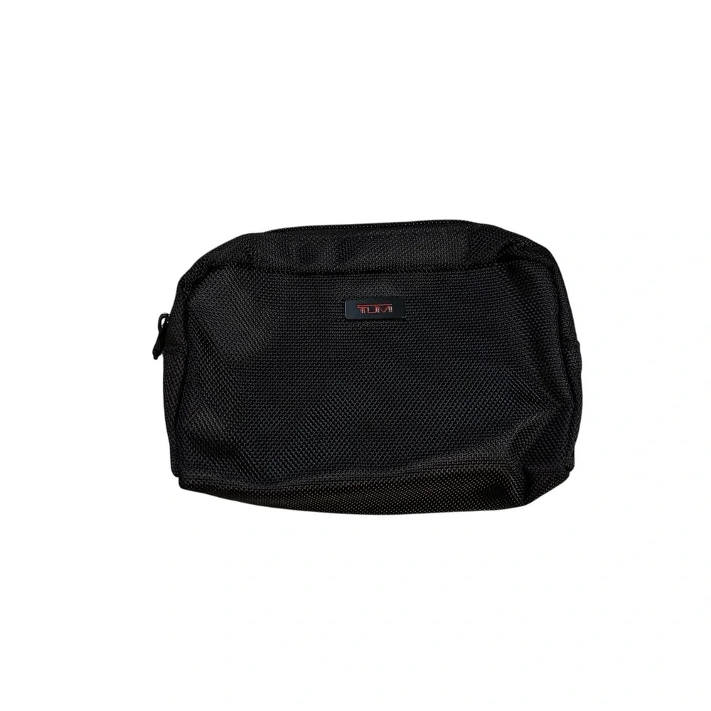 Tumi For Delta‎ Mesh Travel Toiletry Bag Black Zipper Pouch 6.5